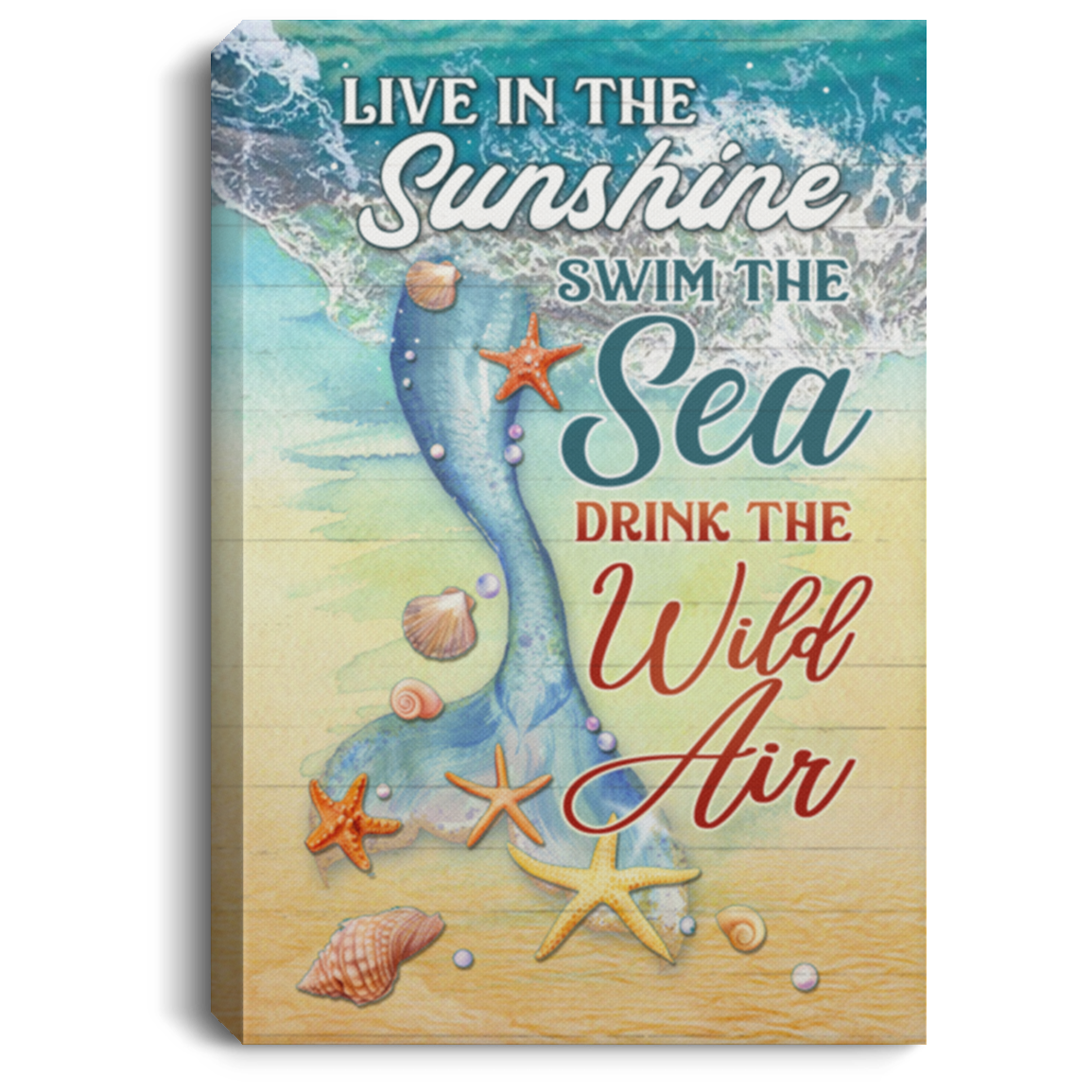 Live In The Sunshine Swim The Sea Ocean Gallery Wrapped Framed Canvas Prints - Unframed Poster, White, 0.75'' Framed Canvas