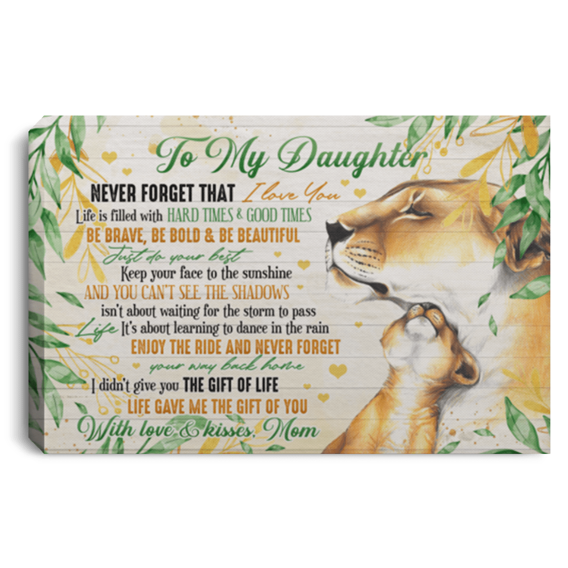 Mom To Daughter Never Forget That I Love You Life Filled With Hard Times Framed Canvas Prints - Unframed Poster, White, 0.75'' Framed Canvas