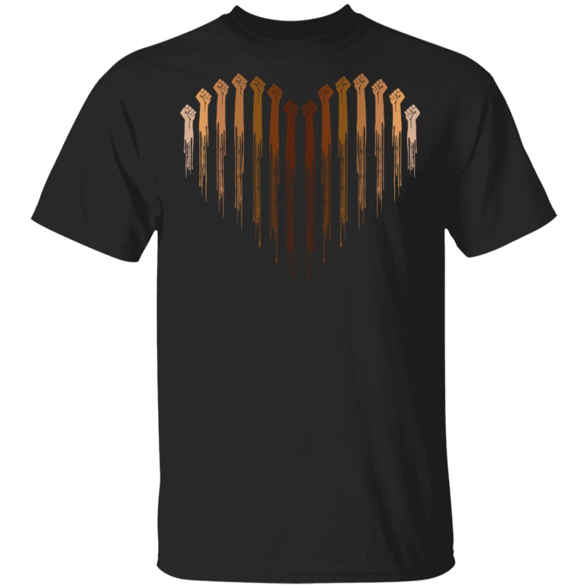 Hands Love With Dark Skin Tone - Black Lives Matter Heart T-Shirt, Black, Unisex T-Shirt