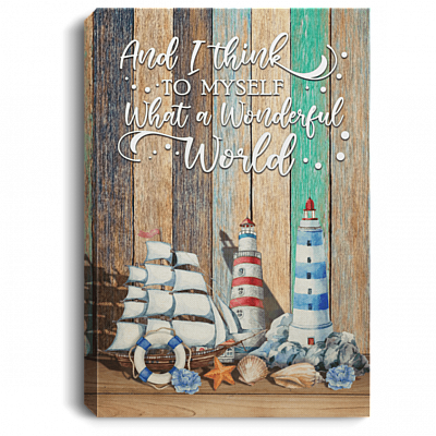 And I Think To Myself What A Wonderful World Framed Canvas - Unframed Poster - Love Beach Wall Art, White, 0.75'' Framed Canvas