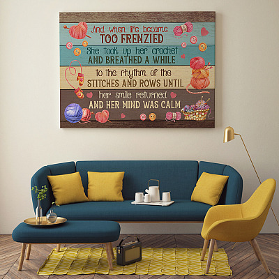 Alternative view of And When Life Became Too Frenzied She Took Up Her Crochet Framed Canvas - Unframed Poster - Home Decor Wall Art