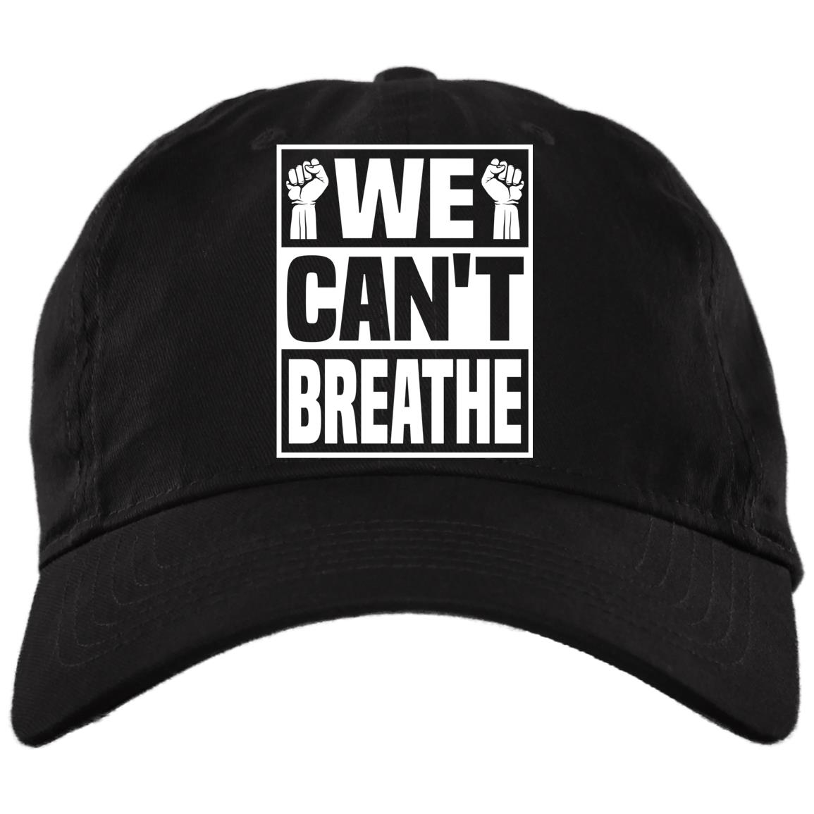 We Can't Breath Twill Cap - High-Profile Snapback Hat - Trucker Hat, Black, Brushed Twill Dad Cap