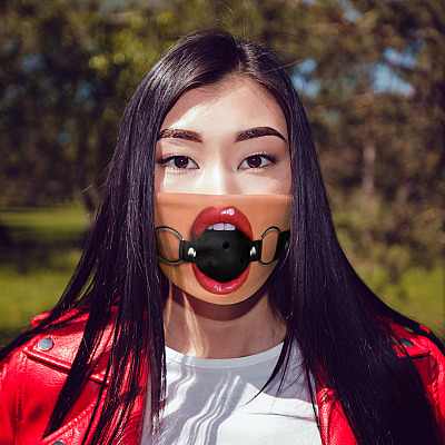 Alternative view of Funny Erotic Fetish Ball Gag Washable Reusable Custom – Printed Cloth Face Mask Cover - Sexy Face Mask