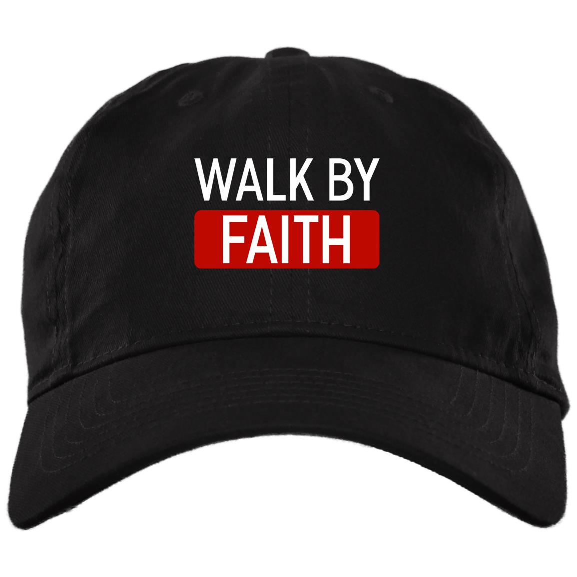 Walk by Faith - Best Dad Twill Cap - High-Profile Snapback Hat - Trucker Hat - Beanie - Knit Cap, Black, Brushed Twill Dad Cap