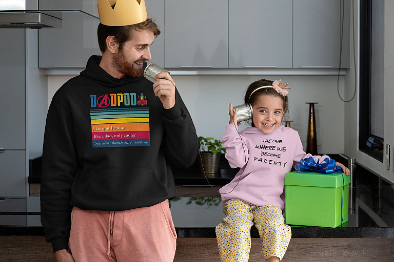 Funny DadPool Like A Dad Only Cooler Hoodie Sweatshirt - Cool Dad Pool Definition Father's Day Tee Shirt-hoodie-mockup-featuring-a-man-playing-with-his-daughter-on-father-s-day