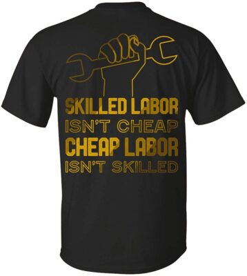 Skilled Labor Isn't Cheap - Cheap Labor Isn't Skilled Mechanic Print On Back Shirt - V-neck Shirt