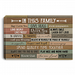In This Family Say I Love You And Give Hugs Wrapped Framed Canvas Prints - Unframed Poster - Home Decor, White, 0.75'' Framed Canvas
