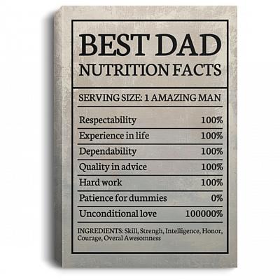 Best Dad Nutrition Facts - Funny Father's Day Gifts Framed Canvas - Unframed Poster - Home Decor Wall Art, White, 0.75'' Framed Canvas