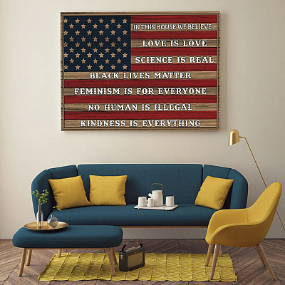 Alternative view of In This House We Believe Love Is Love Science Is Real Black Lives Matter Framed Canvas - Unframed Poster