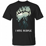 I Hate People T-Shirt - Funny Bigfoot Shirt, Black, Unisex T-Shirt