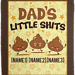 Personalized Dad's Little Shits With 3 Kids Fleece Blanket - Premium Sherpa Blanket - Woven Blanket, White, Cozy Plush Fleece Blanket - 50x60