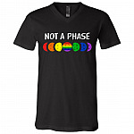 Not A Phase Moon LGBT Pride T-Shirt - V-Neck - Proud Gay Shirt, Black, V-Neck T-Shirt