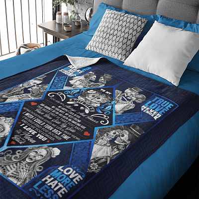Alternative view of To My Boyfriend Blanket - You Are My Always And Forever Blanket - Skull Couple Fleece Blanket