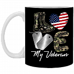 I Love My Veteran - My Veteran My Hero Ceramic Coffee Mug - Beer Stein - Water Bottle - Color Changing Mug, Black, 11 oz. White Mug