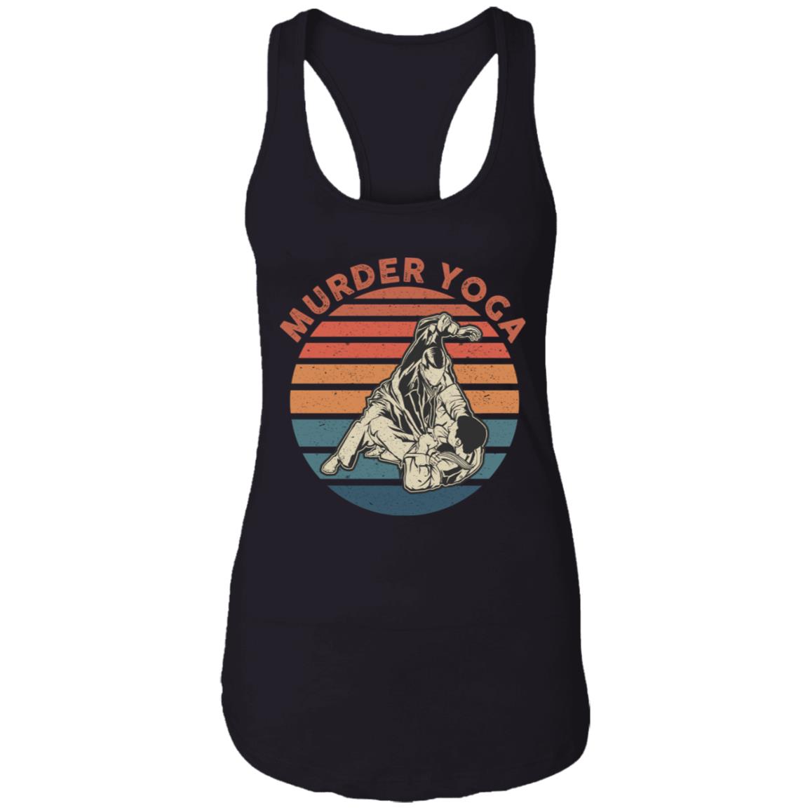 Murder Yoga Cotton Tank Top Tee - Ladies Racerback Tank - Vintage Cho-ke Dealer BJJ Shirt, Black, Ladies Racerback Tank