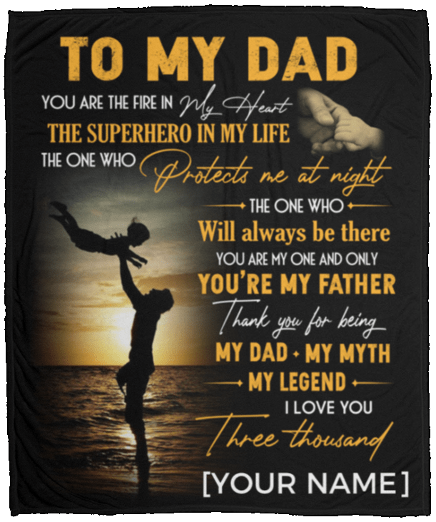Personalized Dad Thank You For Being My Dad My Myth My Legend Father's Day Gift Premium Sherpa Blanket, White, Cozy Plush Fleece Blanket - 50x60