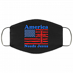 America Needs Jesus Washable Reusable Custom – Printed Cloth Face Mask Cover, White, Cloth Face Mask