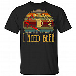 I Need Beer Meter Funny T-Vintage Beer Shirt for Men, Black, Unisex T-Shirt