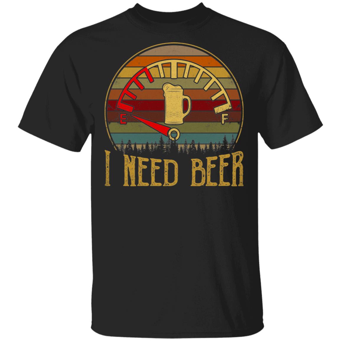 I Need Beer Meter Funny T-Vintage Beer Shirt for Men, Black, Unisex T-Shirt