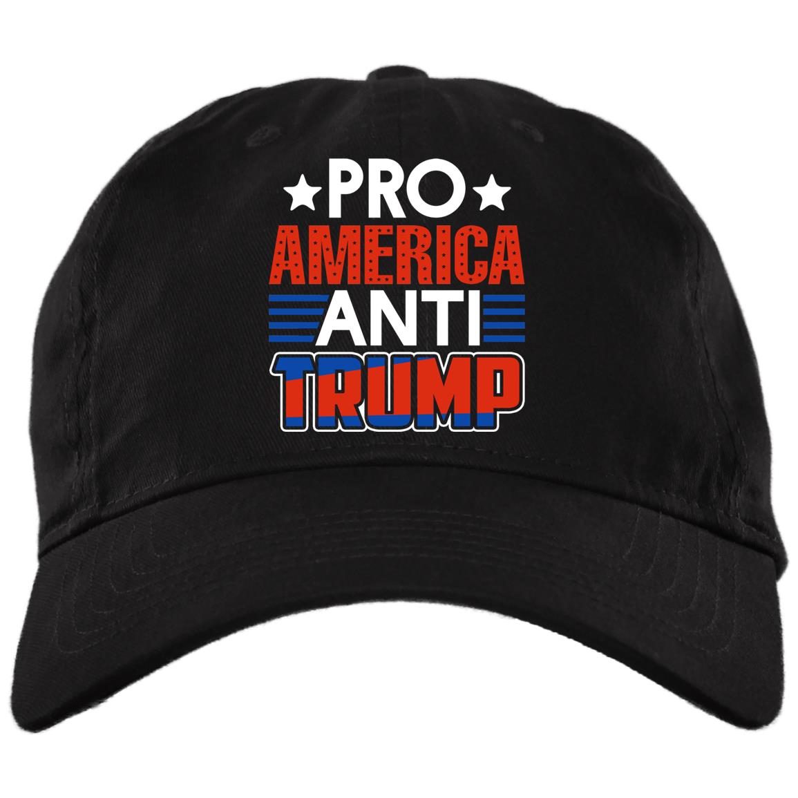 Pro America Anti Trump Twill Cap - High-Profile Snapback Hat - Trump Girl Trucker Hat, Black, Brushed Twill Dad Cap