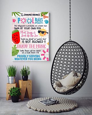 Alternative view of Personalized the Pool Rules the Lifeguard Is Probably on a Beer Run Framed Canvas - Unframed Poster