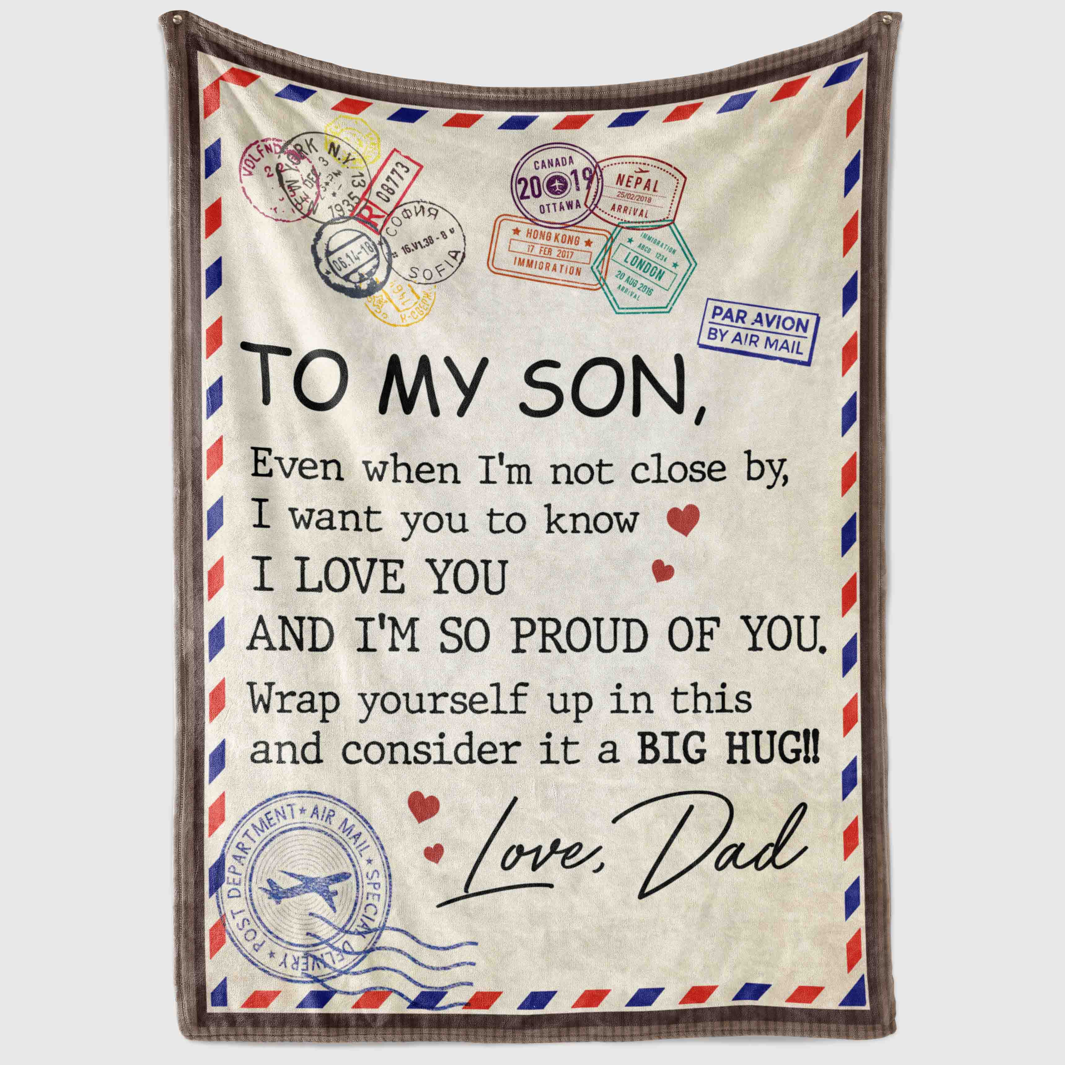 3VT. To My Son Not Close By Dad blanket mockup