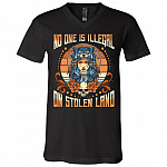 No One Is Illegal On Stolen Land Vintage T-Shirt - V-Neck Tee, Black, V-Neck T-Shirt