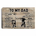 Biker Son To My Dad I Know It's Not Easy For A Man To Raise A Child Framed Canvas - Unframed Poster, White, 0.75'' Framed Canvas