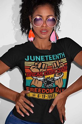 Alternative view of Juneteenth Break Every Chain Freedom Day Vintage T-Shirt - V-Neck Tee