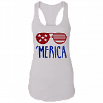 Merica Tank Top - Women 4th Of July Tank Top - America Tank Top - Patriotic Tank Top - July 4th Tank Top, White, Ladies Racerback Tank