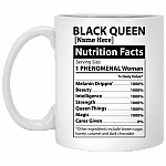 Personalized Black Queen Nutrition Facts Ceramic Coffee Mug, White, 11 oz. White Mug
