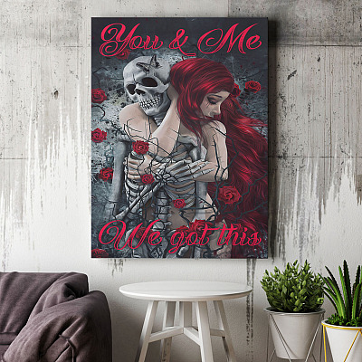 Alternative view of You And Me We Got This Skull Couple Wrapped Framed Canvas Prints - Unframed Poster - Home Decor Wall Art