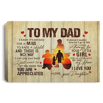 To My Dad Dirt Bike Daughter Canvas, White, 0.75'' Framed Canvas