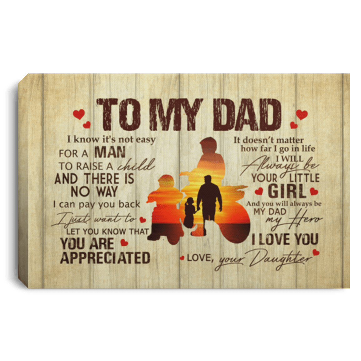 To My Dad Dirt Bike Daughter Canvas, White, 0.75'' Framed Canvas To My Dad Dirt Bike Daughter Canvas, White, 0.75'' Framed Canvas