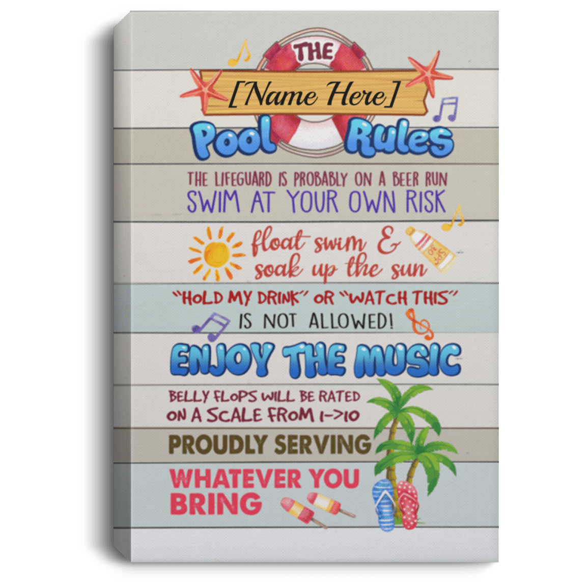 Personalized Pool Rules The Lifeguard Is Probably On A Beer Run Wrapped Framed Canvas Prints - Unframed Poster, White, 0.75'' Framed Canvas Personalized Pool Rules The Lifeguard Is Probably On A Beer Run Wrapped Framed Canvas Prints - Unframed Poster, White, 0.75'' Framed Canvas