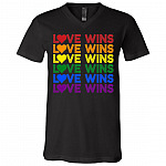 Love Wins Vintage Gay Pride T-Shirt - V-Neck Shirt - Lgbt Couple Matching Shirt, Black, V-Neck T-Shirt