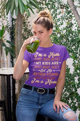 Alternative view of I'm A Mom Classy Bougie Ratchet My Kids Are Sassy Moody Nasty Got Me Acting Stupid T-Shirt - V-Neck Shirt