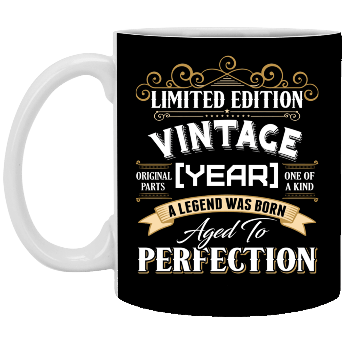 Personalized Vintage Limited Edition A Legend Was Born Aged To Perfection Coffee Mug - Beer Stein, Black, 11 oz. White Mug Personalized Vintage Limited Edition A Legend Was Born Aged To Perfection Coffee Mug - Beer Stein, Black, 11 oz. White Mug