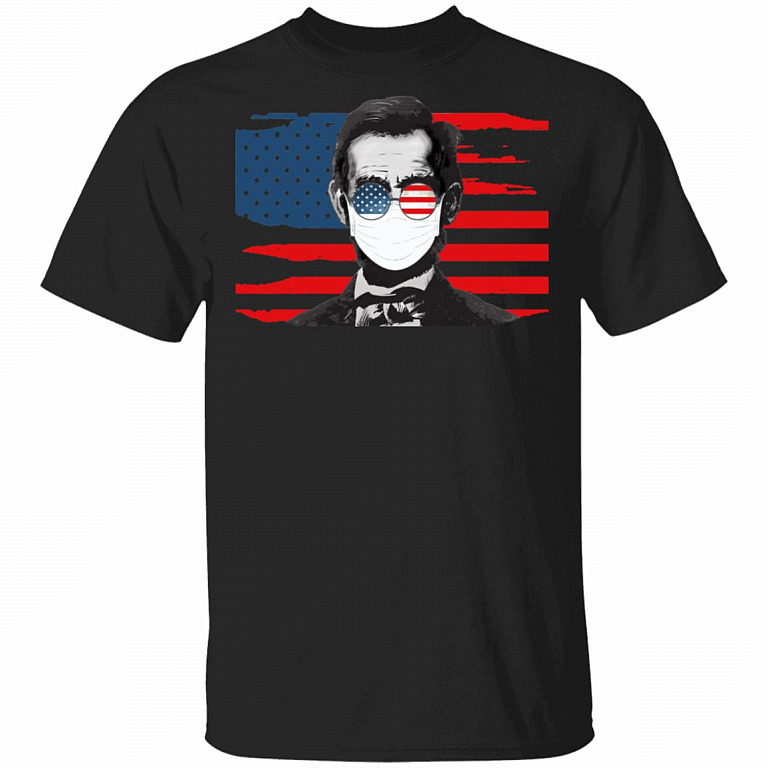 Quarantine Like It's 2020 4th of July T-shirt - Abraham Lincoln Shirt, Black, Unisex T-Shirt