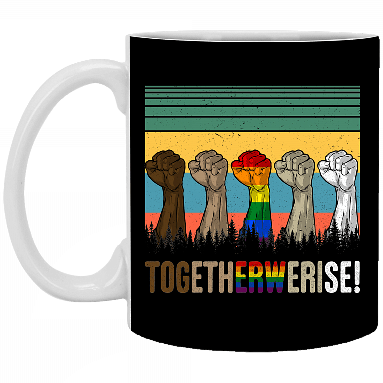 Togetherwerise - Together We Rise - Black Lives Matter Ceramic Coffee Mug - Beer Stein - Water Bottle, Black, 11 oz. White Mug