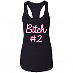 Bitch 2 - Bitch 1 - Couple Matching Cotton Tank Top Tee - Ladies Racerback Tank, Black, Ladies Racerback Tank