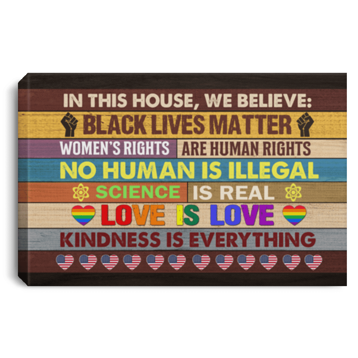 In This House We Believe Kindness Is Everything Framed Canvas - Unframed Poster - Science Is Real Wall Art, White, 0.75'' Framed Canvas In This House We Believe Kindness Is Everything Framed Canvas - Unframed Poster - Science Is Real Wall Art, White, 0.75'' Framed Canvas