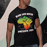 All Black Lives Matter Juneteeth 1865 I Can't Breathe Justice Shirt mockup-of-a-man-with-sunglasses-wearing-a-customizable-t-shirt-against-a-painted-wall