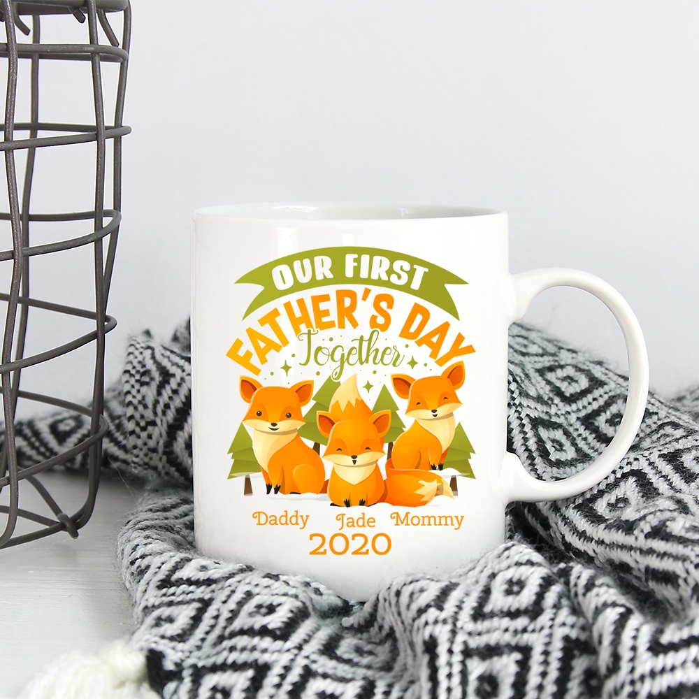 7KN. Our First Christmas -mug -Cherry Swash-FF8F00