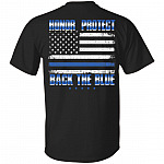 American Flag Honor Protect Back the Blue Print on Back T-Shirt - Blue Lives Matter Back Shirt, Black, Unisex T-Shirt