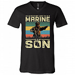 He Is Not Just A Marine He Is My Son T-Shirt - V-Neck Tee, Black, V-Neck T-Shirt