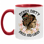 Nerdy Dirty Inked and Curvy Accent Mug, White/Red, 11 oz. Accent Mug
