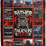 Any Man Can Be a Father But It Takes Someone Special To Be A Truckin Dad Fleece Blanket - Premium Sherpa Blanket, White, Cozy Plush Fleece Blanket - 50x60