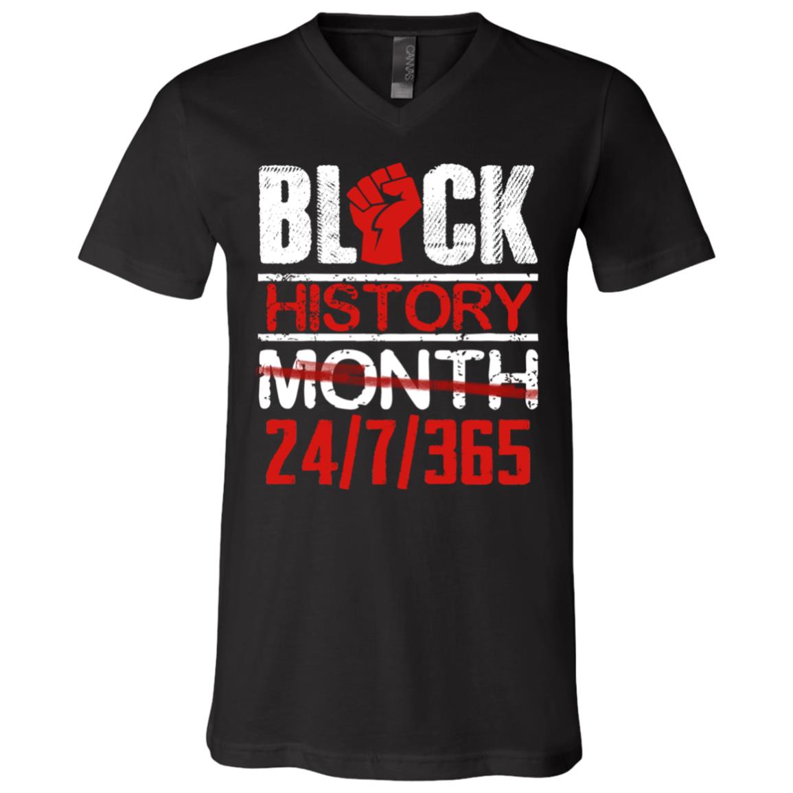 Black History Month 27-7-365 African American Pride Gift T-Shirt - V Neck, Black, V-Neck T-Shirt