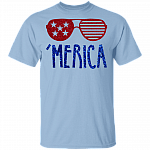 4th of July Gifts Murica Merica T-shirt - Patriotic T-shirt - American Party T-shirt, Light Blue, Unisex T-Shirt
